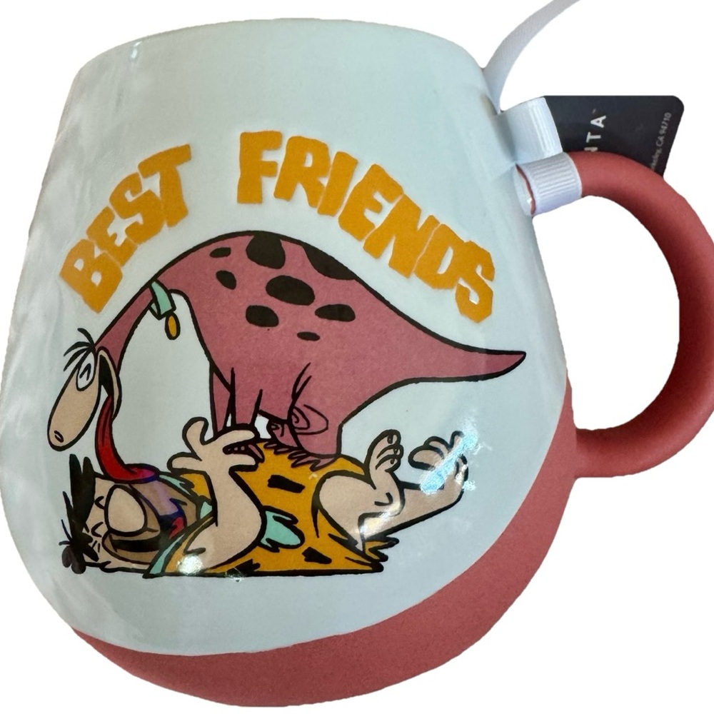 THE FLINTSTONES COFFEE MUG W/FRED FLINTSTONE & DINO THE DINOSAUR “BEST FRIENDS”